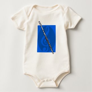 Flute with Blue Treble Clef Background shirt