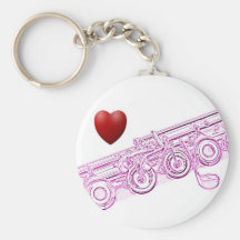 Flute Withe Heart Keychain