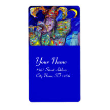 FLUTIST IN BLUE / Venetian Carnival Night Custom Shipping Labels