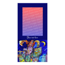 FLUTIST IN BLUE / Venetian Carnival Night Photo Greeting Card