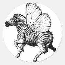 Flutter Zebra Round Sticker