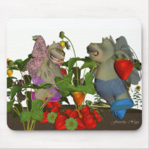 Flutterby Hippo, little fairy hippo folk, in straw mousepads