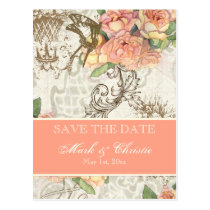 Flutterbyes 'n Roses Elegant Save The Date Card Postcards