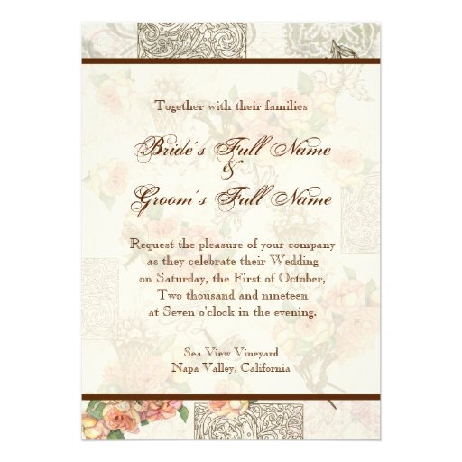 Flutterbyes 'n Roses Elegant Wedding Invitation