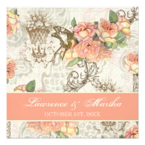 Flutterbyes 'n Roses Elegant Wedding Custom Announcement