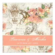 Flutterbyes 'n Roses Elegant Wedding Custom Announcement