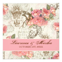 Flutterbyes 'n Roses Elegant Wedding - Pink Invitations