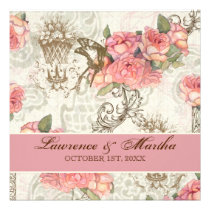 Flutterbyes 'n Roses Elegant Wedding - Pink Announcement