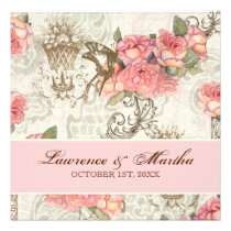 Flutterbyes 'n Roses Elegant Wedding - Pink Personalized Invitation