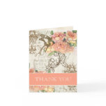 Flutterbyes 'n Roses Elegant Wedding Thank You Greeting Card
