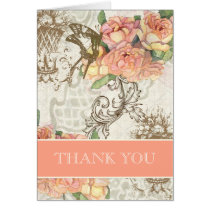 Flutterbyes 'n Roses Elegant Wedding Thank You Greeting Card