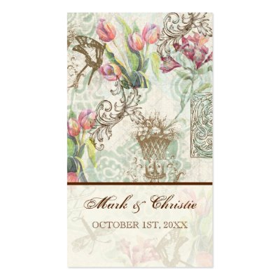 Flutterbyes 39n Tulips Elegant Wedding Business Card by AudreyJeanne