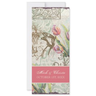 Flutterbyes 'n Tulips Elegant Wedding invitation