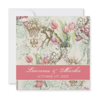 Flutterbyes 'n Tulips Elegant Wedding invitation