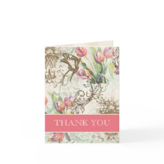Flutterbyes 'n Tulips Elegant Wedding Thank You card