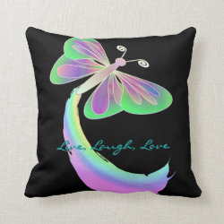 Fluttering butterfly on Black By: Mendi Throw Pillow