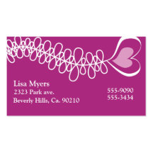 Fluttering Heart Ribbon Pink Business Cards