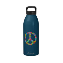 Flwr Pwr Peace Sign Liberty Bottle Reusable Water Bottle