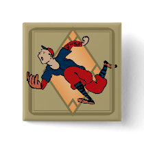Fly Ball Baseball Square Button