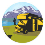Fly fisherman fishing mountains camper van stickers