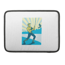 Fly Fisherman Fishing Retro Woodcut MacBook Pro Sleeves