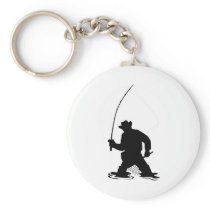 fly fisherman fishing silhouette keychain