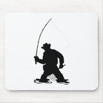fly fisherman fishing silhouette mousepad