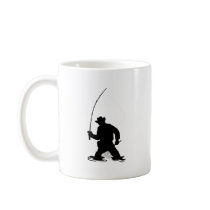 fly fisherman fishing silhouette coffee mugs