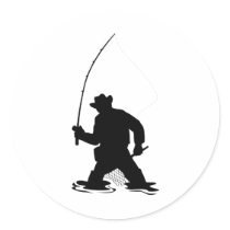 fly fisherman fishing silhouette stickers