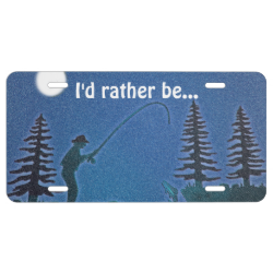 Fly Fisherman in snow! Personalize Text License Plate