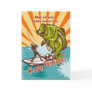 Fly Fisherman on boat catching largemouth bass Greeting Card