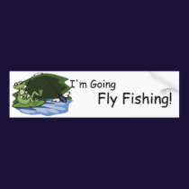 Fly Fishing Frog Bumper Sticker bumper stickers