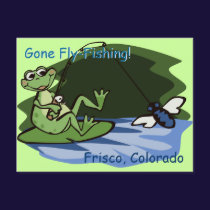 Fly-Fishing Frog Postcard postcards