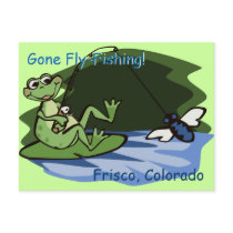 Fly-Fishing Frog Postcard by Customizables Fly-Fishing Frog Postcard