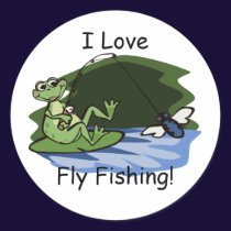Fly Fishing Frog Stickers stickers