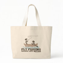 Fly Fishing Makes Life Better Canvas Bags