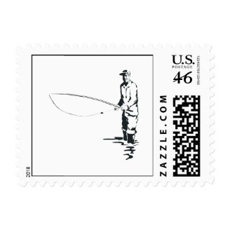 Fly Fishing Postage Stamp