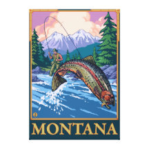 Fly Fishing Scene - Montana Canvas Print