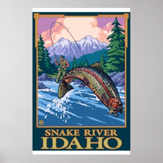 Fly Fishing Scene - Snake River, Idaho Print