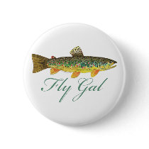 "Fly Gal" - Fly Tying, Fly Fishing buttons by TroutWhiskers "Fly Gal" - Fly Tying, Fly Fishing buttons
