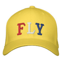 FLY IN RED WHITE AND BLUE embroidered hats