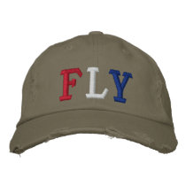 FLY IN RED WHITE AND BLUE embroidered hats