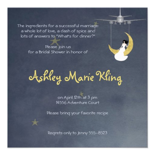 Fly Me to The Moon 2 Bridal Shower Personalized Invitation