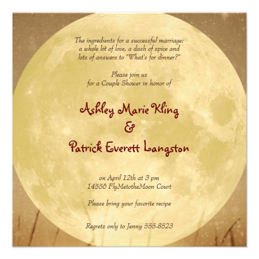 Fly Me to the Moon Couple Shower Custom Announcement