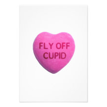 Fly Off Cupid Pink Candy Heart Personalized Invite