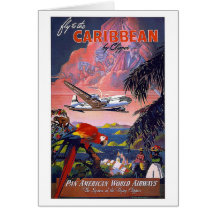 Fly To Caribbean Vintage Card