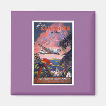 Fly To Caribbean Vintage Fridge Magnet