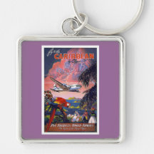 Fly To Caribbean Vintage Keychain