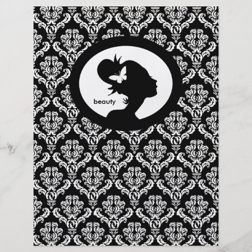 Flyer Salon Butterfly Woman Silhouette Black White