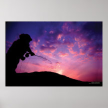 FlyFishing at Sunset Poster